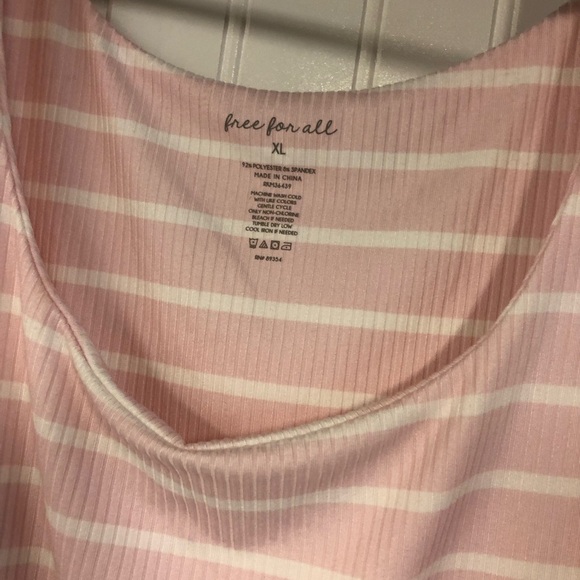 Free For All Pink Striped Long Sleeve Cropped Top XL - Picture 3 of 4